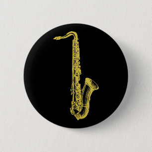 Brass Sax 6 Cm Round Badge