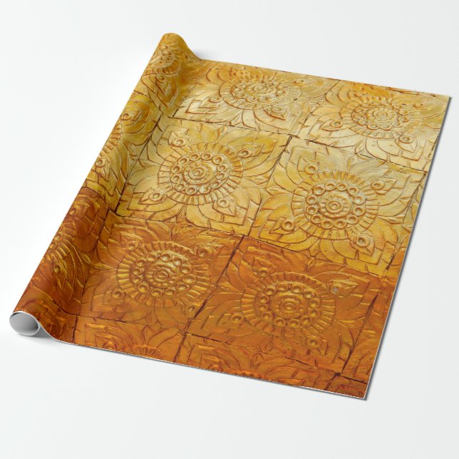 Brass square with patternabstract, art, graphic de wrapping paper (Unrolled)