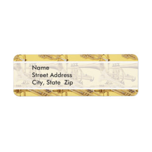 Brass Trumpet Pattern Return Address Label