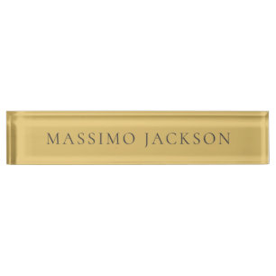 Brass Yellow Minimalist Plain Modern Aesthetic Nameplate