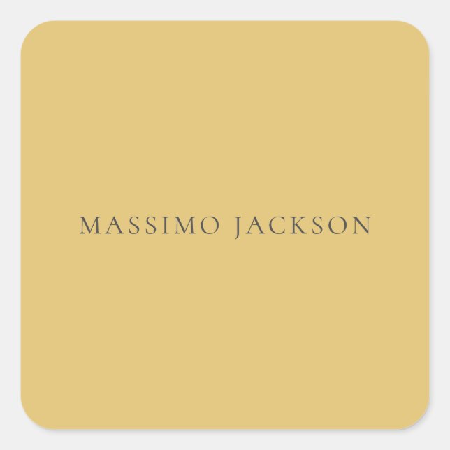 Brass Yellow Minimalist Plain Modern Aesthetic Square Sticker (Front)