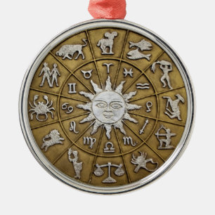 Brass Zodiac Wheel Metal Tree Decoration