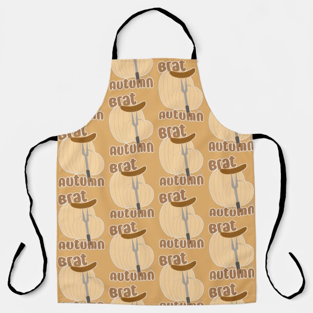 Brat Autumn Funny Trending Fun Foodie Pattern Apron (Front)