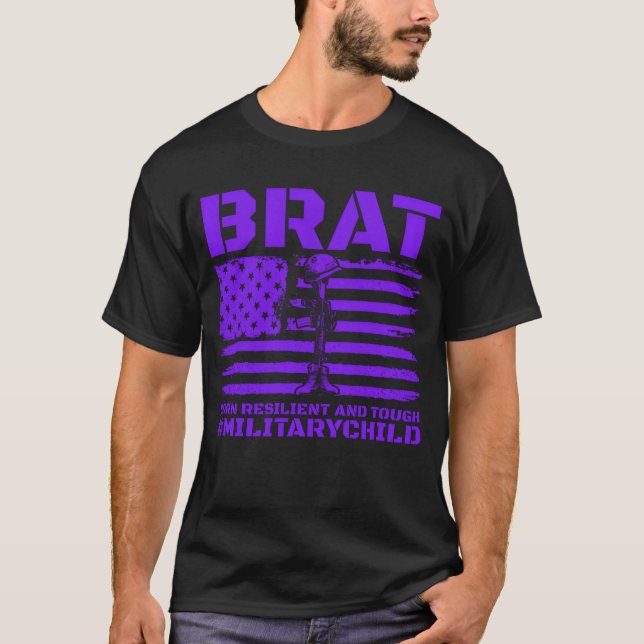 BRAT Born Resilient Andough MilitaryChildmilit boy T-Shirt (Front)