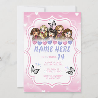 Brat Doll Airbrush Birthday Invitation