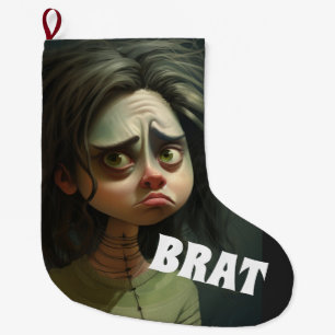 BRAT FUNNY CHRISTMAS NAUGHTY GIRL LARGE CHRISTMAS STOCKING