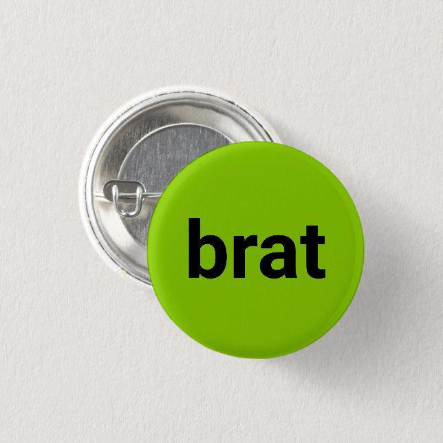 Brat modern typography black lime green cool 3 cm round badge (Front & Back)
