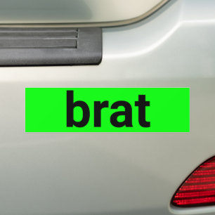Brat modern typography black neon green cool bumper sticker