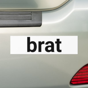 Brat modern typography funny cool black white bumper sticker