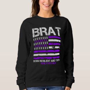 Brat Purple Up American Flag April Military Child Sweatshirt