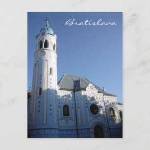bratislava blue church sun postcard