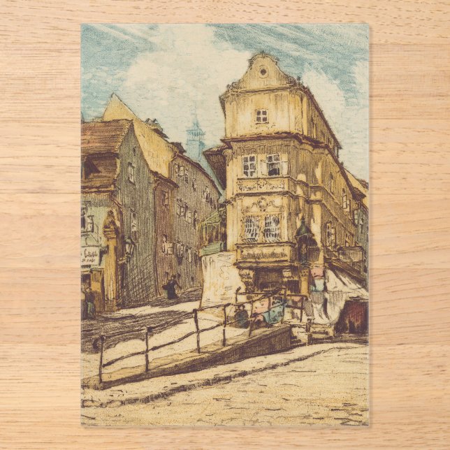 Bratislava by Richard Lux Century Colored Etching Acrylic Invitations (Front)