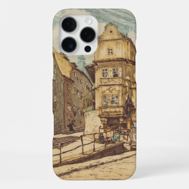 Bratislava by Richard Lux Century Colored Etching iPhone Case (Back)