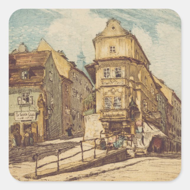 Bratislava by Richard Lux Century Colored Etching Square Sticker (Front)