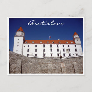 bratislava castle blue border postcard
