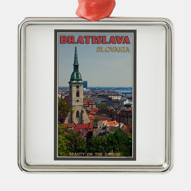 Bratislava Cityscape Metal Ornament (Front)