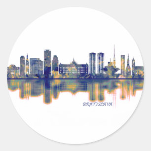 Bratislava Skyline Classic Round Sticker