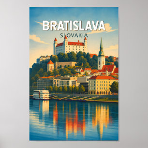 Bratislava Slovakia Illustration Travel Art Retro Poster