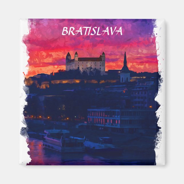 Bratislava Slovakia Night City View Magnet (Front)
