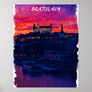 Bratislava Slovakia Night City View Poster