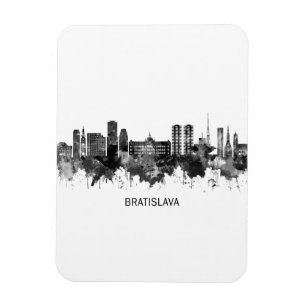 Bratislava Slovakia Skyline BW Magnet