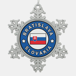 Bratislava Slovakia Snowflake Pewter Christmas Ornament