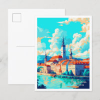 Bratislava Slovakia vintage travel illustration