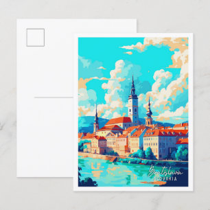 Bratislava Slovakia vintage travel illustration Postcard
