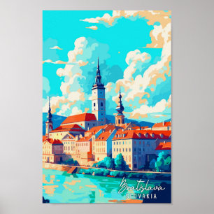 Bratislava Slovakia vintage travel illustration Poster