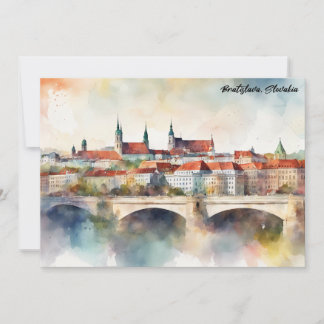 Bratislava Slovakia Watercolor Painting Panorama Invitation
