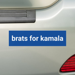 Brats for kamala funny minimalist text white blue bumper sticker