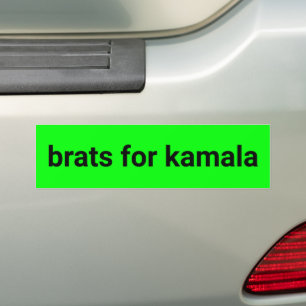 Brats for kamala simple modern black neon green bumper sticker