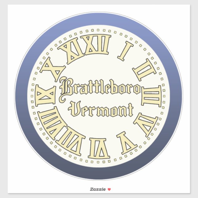 Brattleboro, Vermont Main Street Clock Sticker (Sheet)