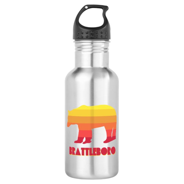 Brattleboro Vermont Rainbow Bear 532 Ml Water Bottle (Front)