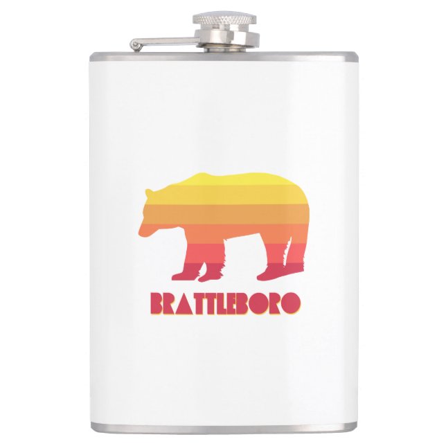 Brattleboro Vermont Rainbow Bear Hip Flask (Front)
