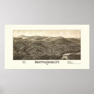 Brattleboro, VT Panoramic Map - 1886 Poster