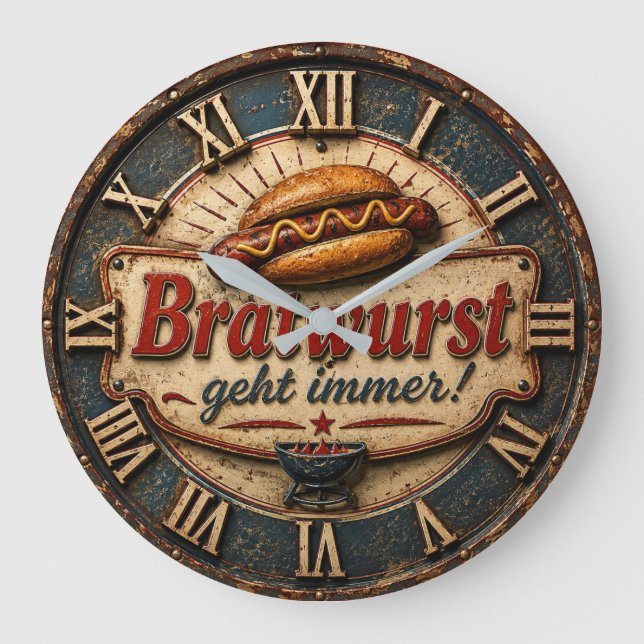 Bratwurst German Sausage Kitchen Oktoberfest Bar & Large Clock (Front)