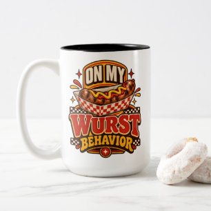 Bratwurst On My Wurst Behaviour Sausage Fest Fan Two-Tone Coffee Mug