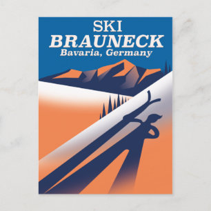 Brauneck Bavaria, vintage ski poster. Postcard