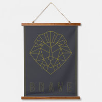 Brave affirmation poster of a yellow origami lion