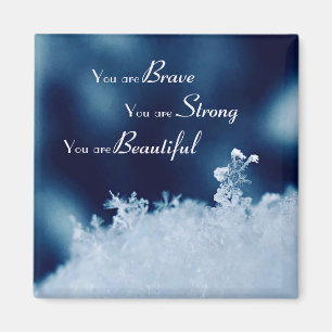 Brave Affirmation Snowflake 2 Inch Square Magnet