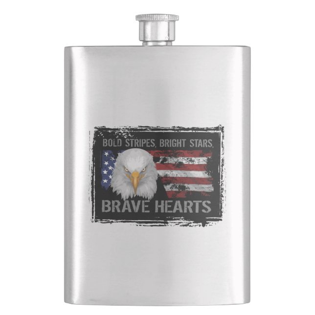 Brave American Hearts Hip Flask (Front)
