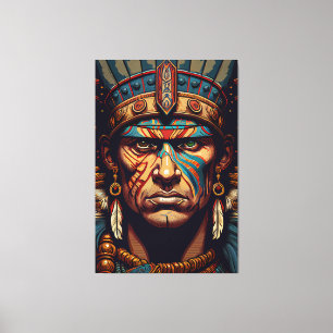 Brave and Bold: The Aztec Warrior Rises Canvas Print