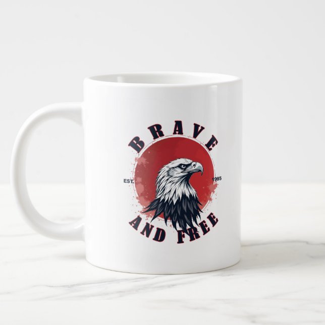Brave and Free Eagle Large Coffee Mug (Left)
