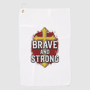 Brave and Strong Vintage Cross Shirt Design_1 Golf Towel