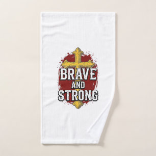 Brave and Strong Vintage Cross Shirt Design_1 Hand Towel