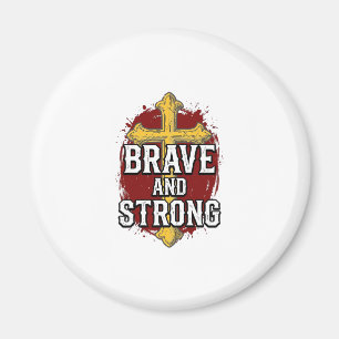Brave and Strong Vintage Cross Shirt Design_1 Magnet