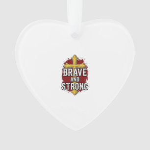 Brave and Strong Vintage Cross Shirt Design_1 Ornament