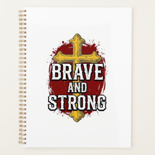 Brave and Strong Vintage Cross Shirt Design_1 Planner