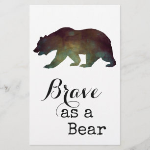 Brave as a Bear Watercolor Typography Stationery